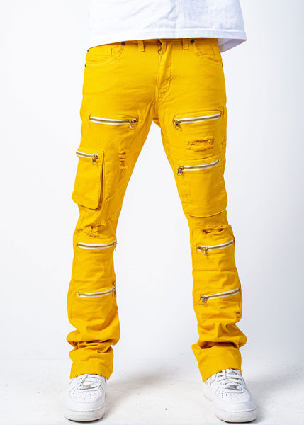 Yellow on sale biker jeans