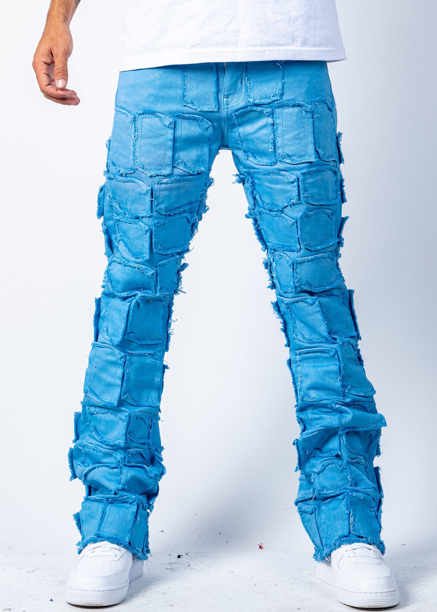 Nala Baby Blue Stacked Flare Jeans - 95denim
