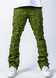 Nala Olive Green Stacked Jeans