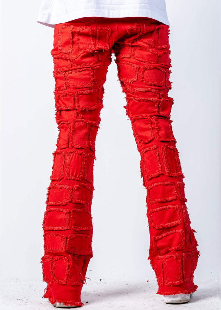 Nala Red Stacked Flare Jeans - 95denim