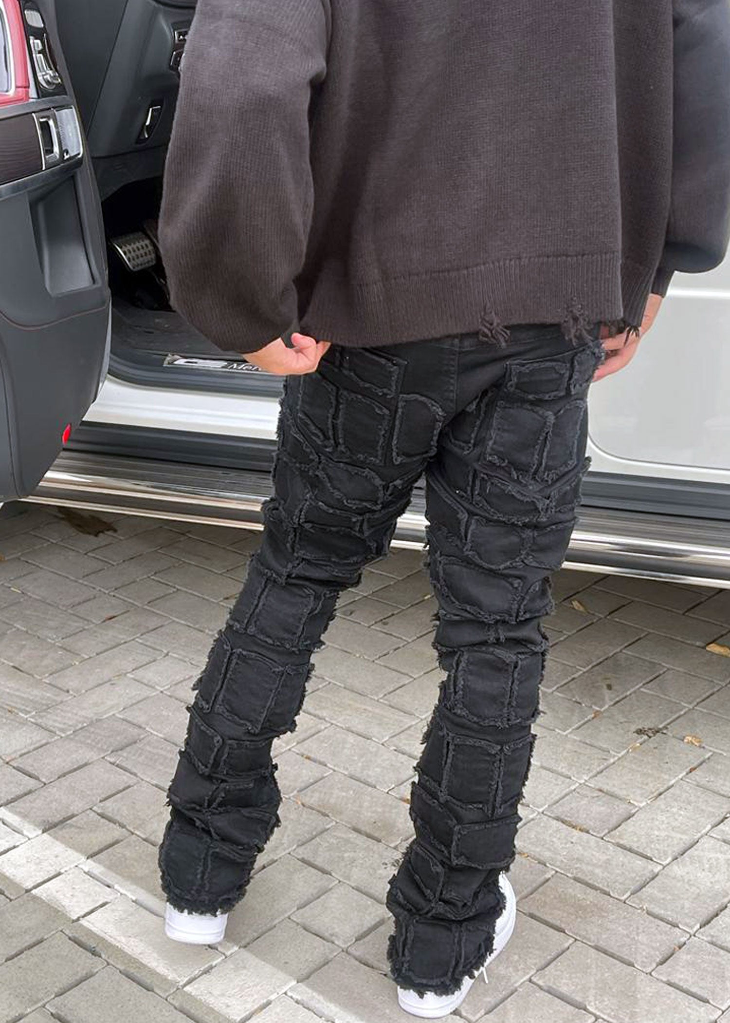 Check Out Stacked Slim Flare Cargo Jeans - Black Wash