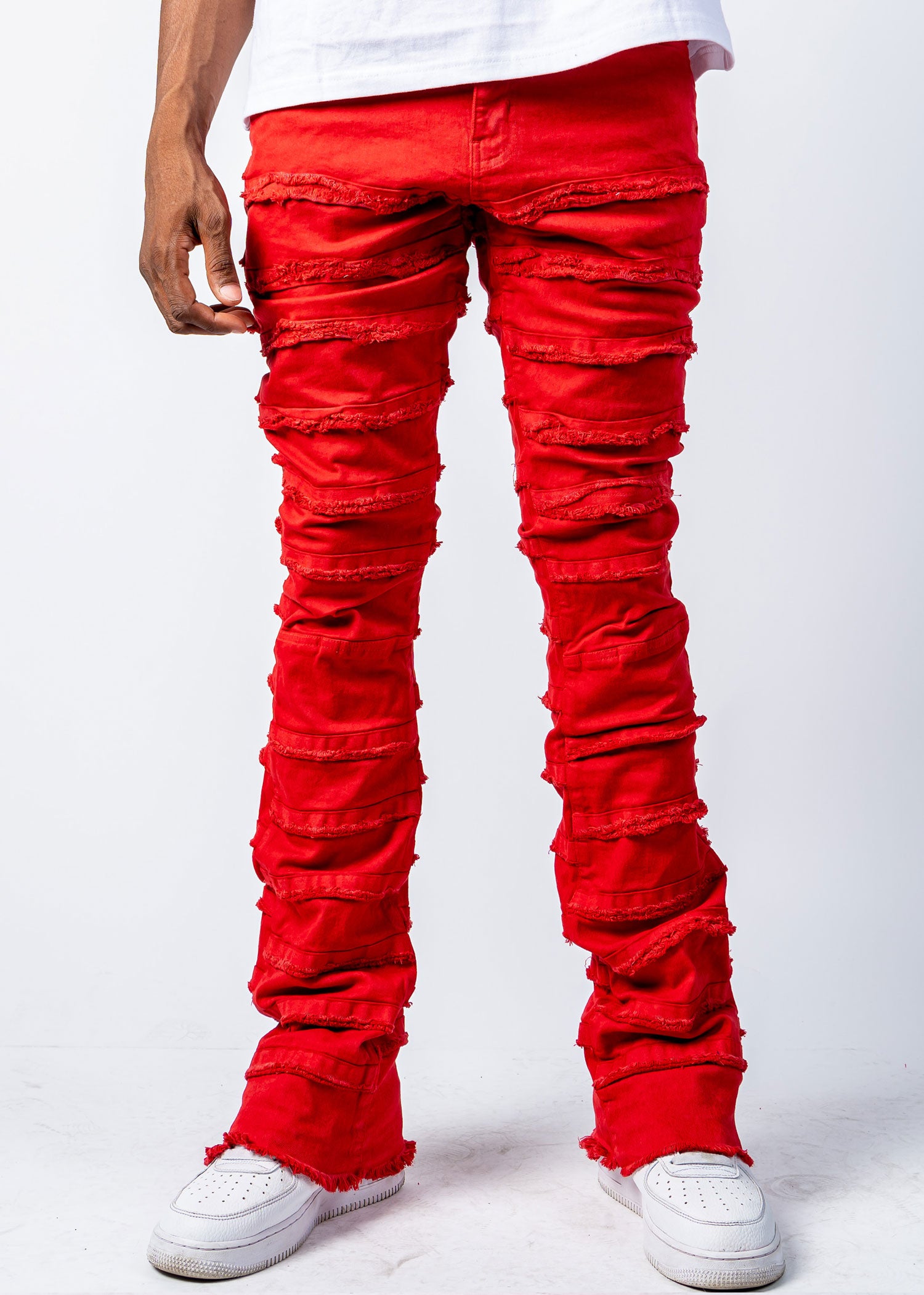 Parker Red Stacked Flare Denim